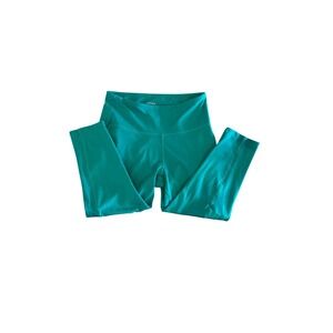 Absolutely Fit Womens High Waisted Teal Green Cropped Leggings with Pockets  M